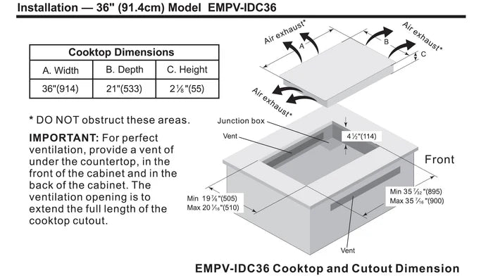 Empava 36 In. W X 21 In. D Induction Cooktop