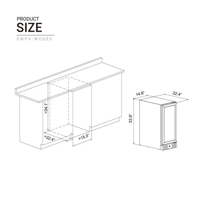 Empava 15 Inch Dual Zone Small Wine Fridge
