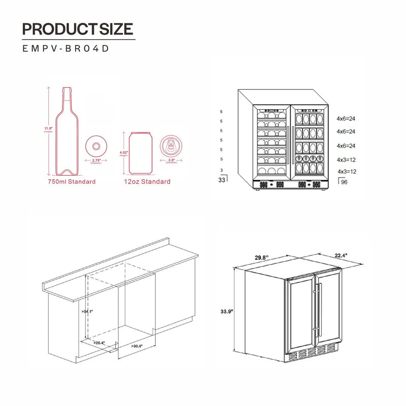 Empava Dual Zone Wine & Beverage Cooler Fridge