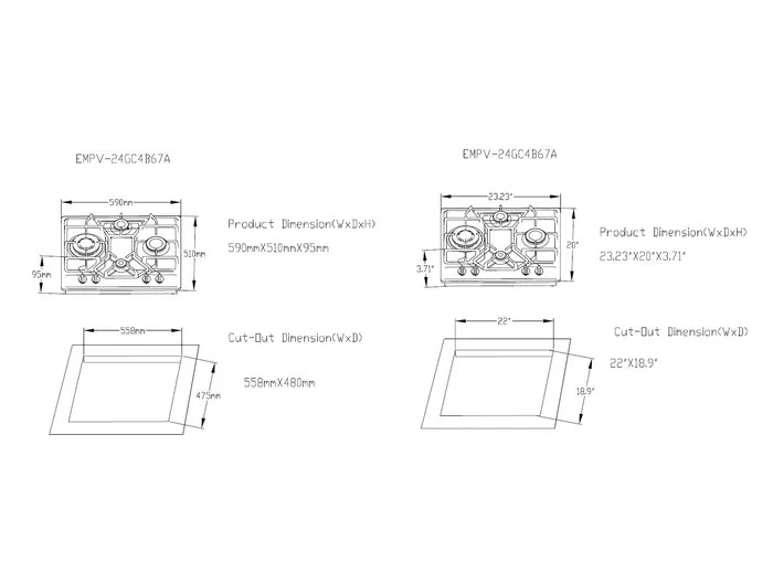 Empava 24 In. Built-In Gas Cooktops