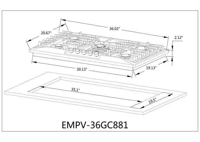 Empava 36 In. Built-In Gas Cooktops