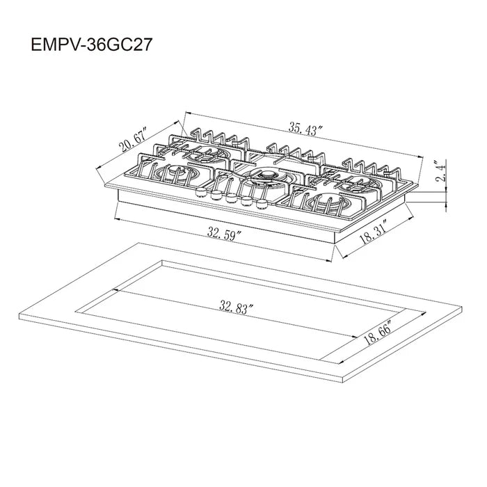 Empava 36 In. Built-In Gas Cooktops