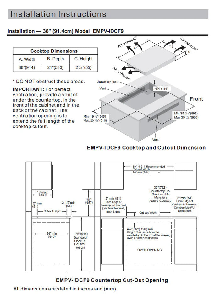 Empava 36 In Electric Stove Induction Cooktop